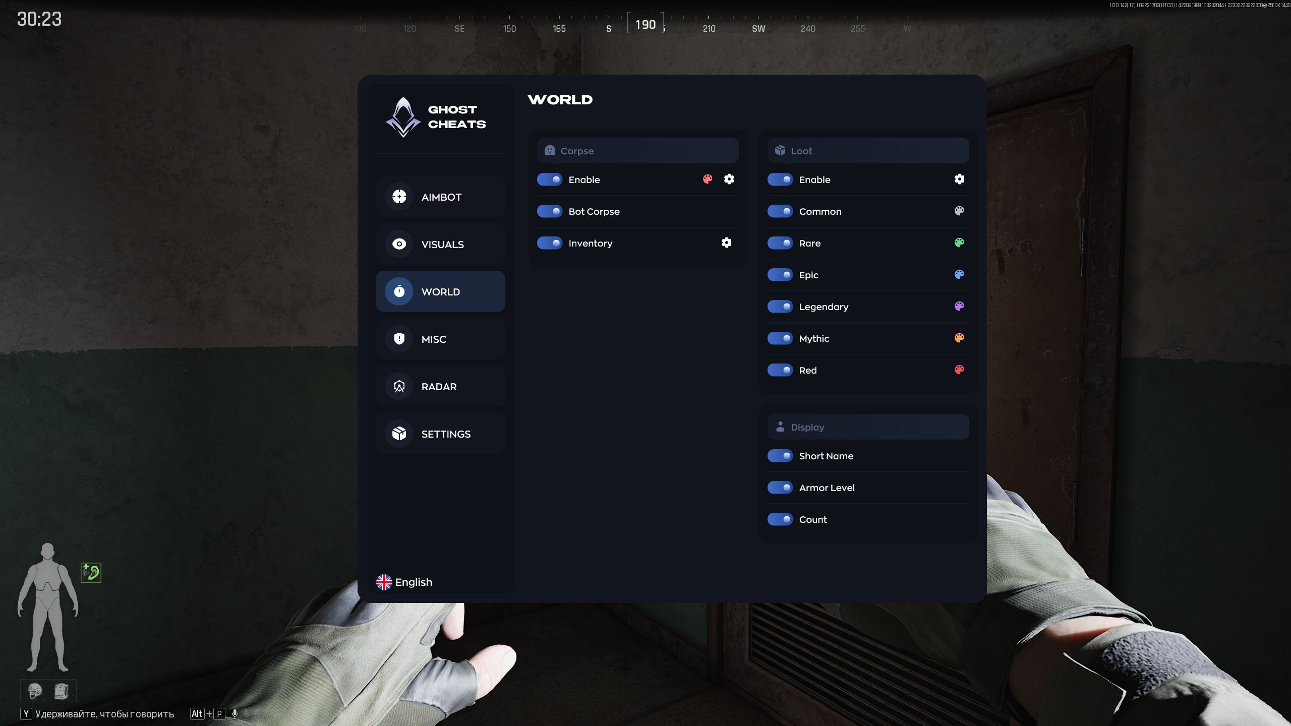 Ghost Arena Breakout Infinite loot and corpse ESP menu