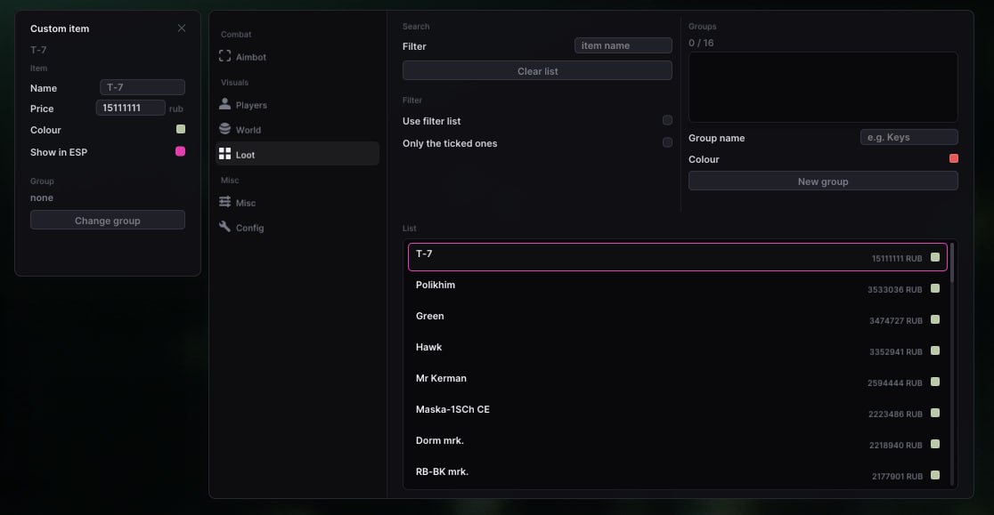 Raven Escape From Tarkov loot filter
