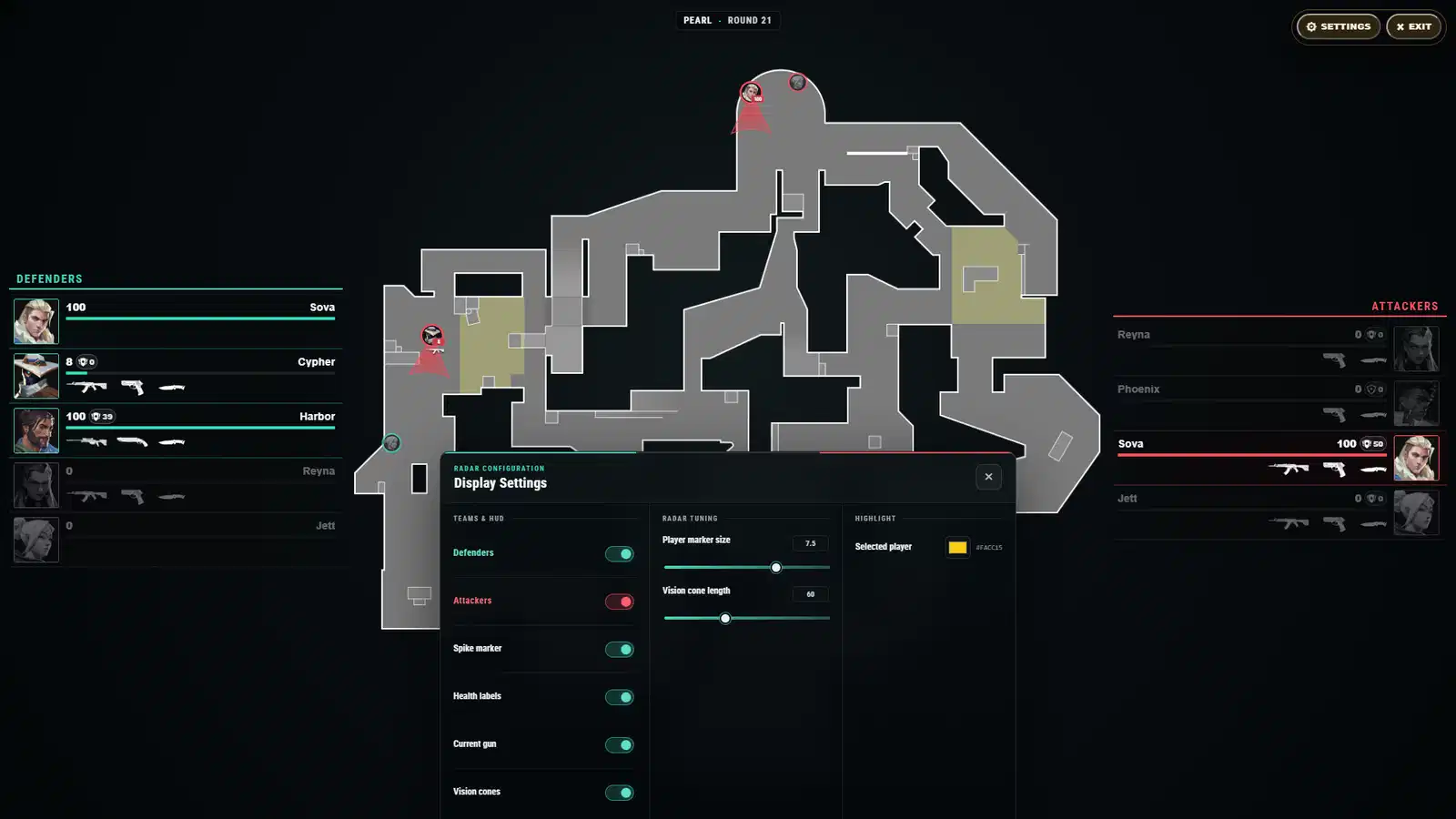 Invictus Valorant radar player tracking